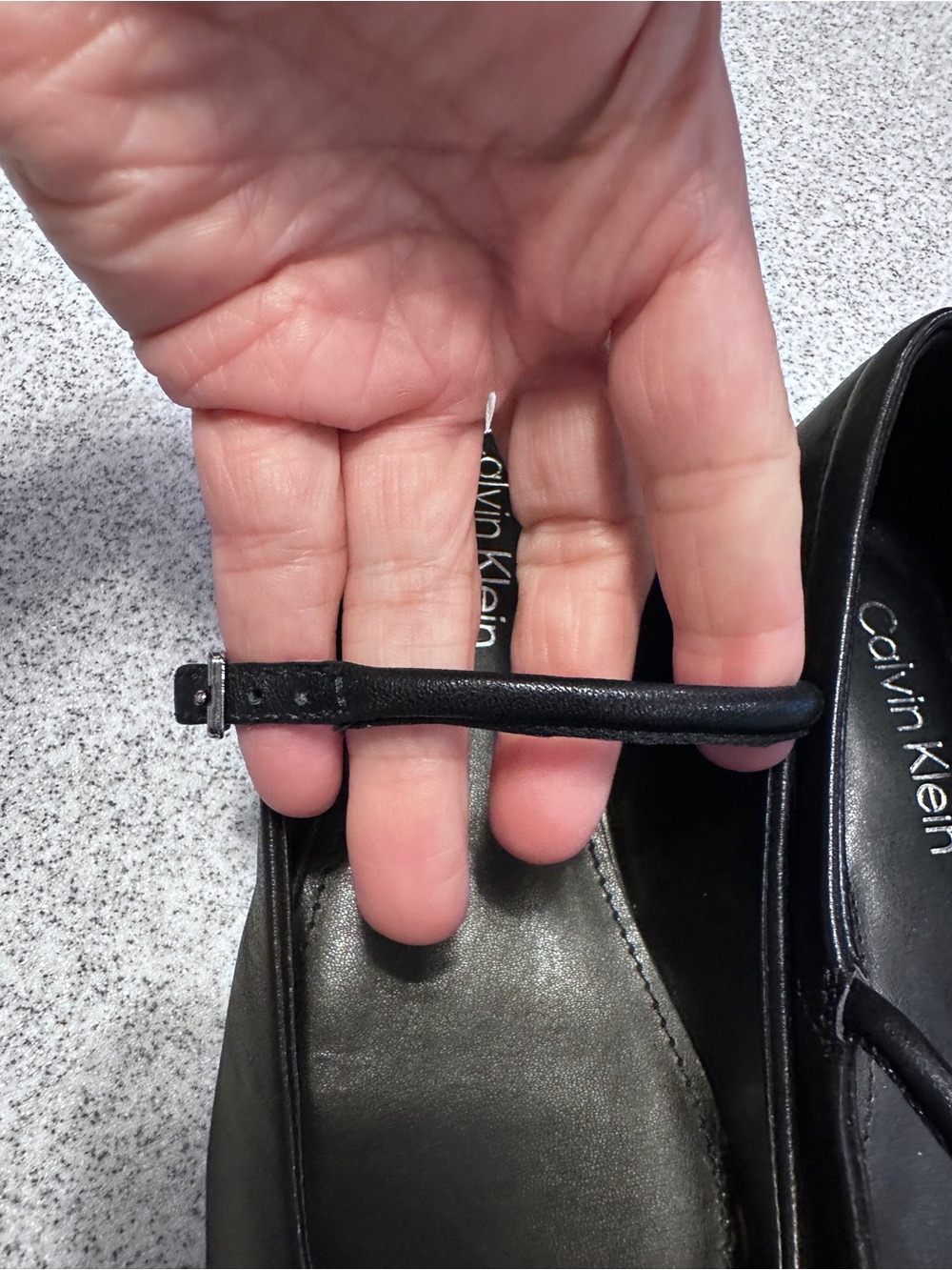 Calvin Klein 6.5M Black Leather Mary Jane Flats with Strap - great condition! - Picture 11 of 12
